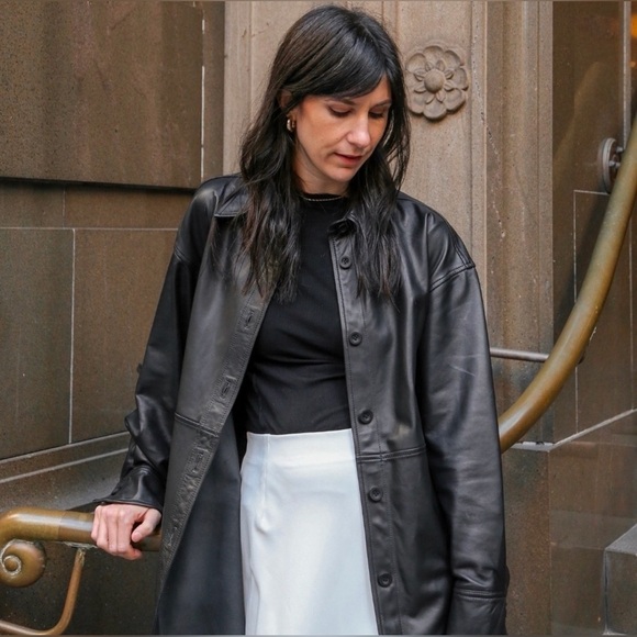 Quince Jackets & Blazers - Quince 100% Leather Shirt Jacket in black size M